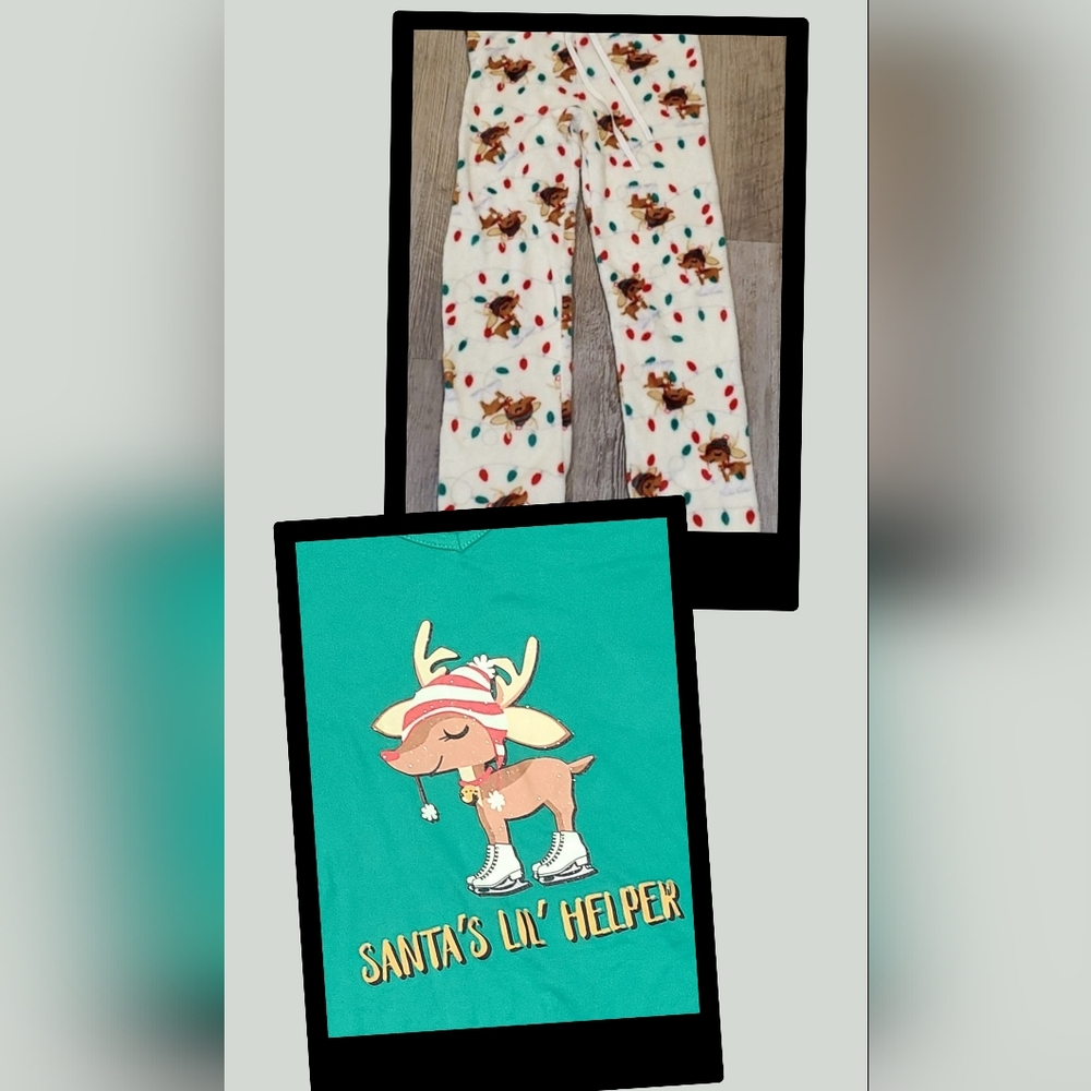 DeliA*'s Santa Little Helper  Reindeer Pajama Set Size Large